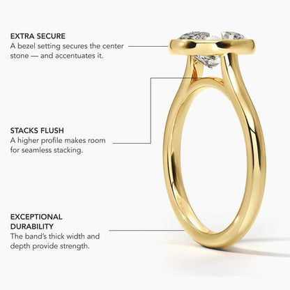 Luna 2mm Bezel Ring - Cushion Cut Center Stone