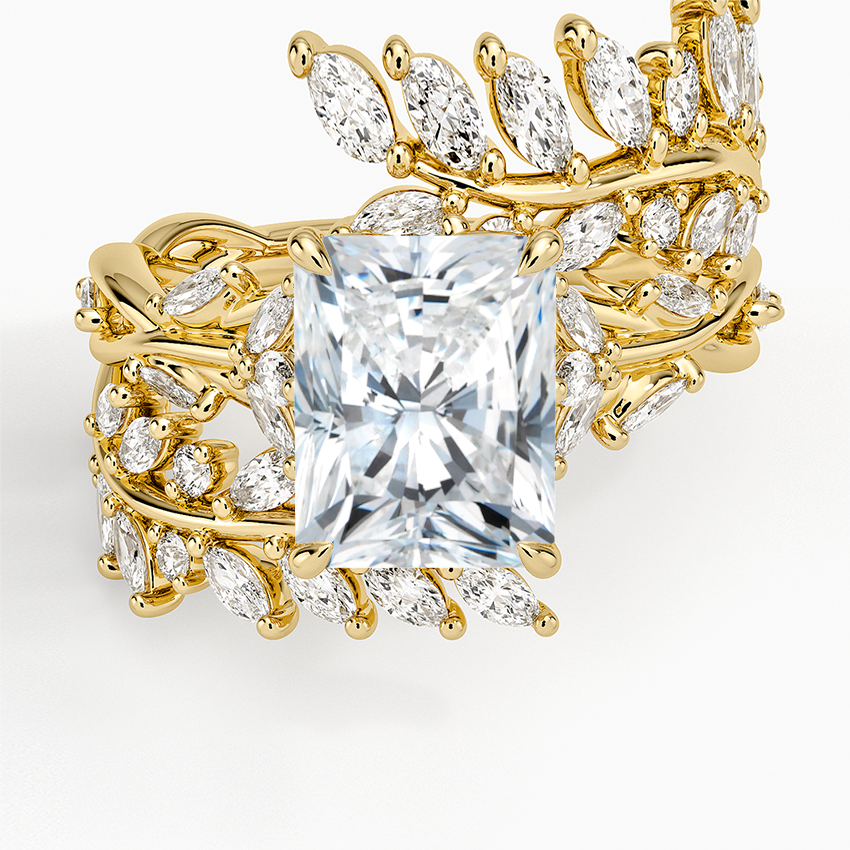 Secret Garden Wrap Diamond Ring - Radiant Cut Center Stone