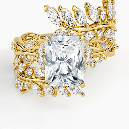 Secret Garden Wrap Diamond Ring - Radiant Cut Center Stone