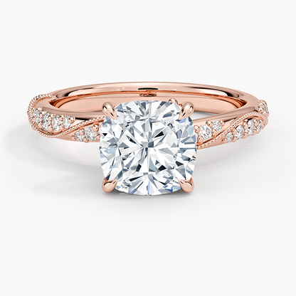 Camellia Hidden Accent 2.5mm Diamond Ring - Cushion Cut Center Stone