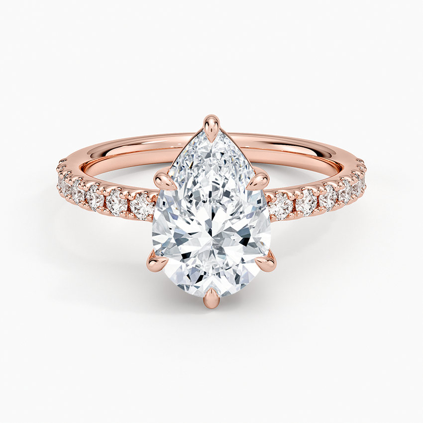 Dara Low-Profile Diamond Ring - Pear Center Stone