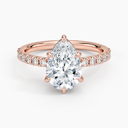 Dara Low-Profile Diamond Ring - Pear Center Stone