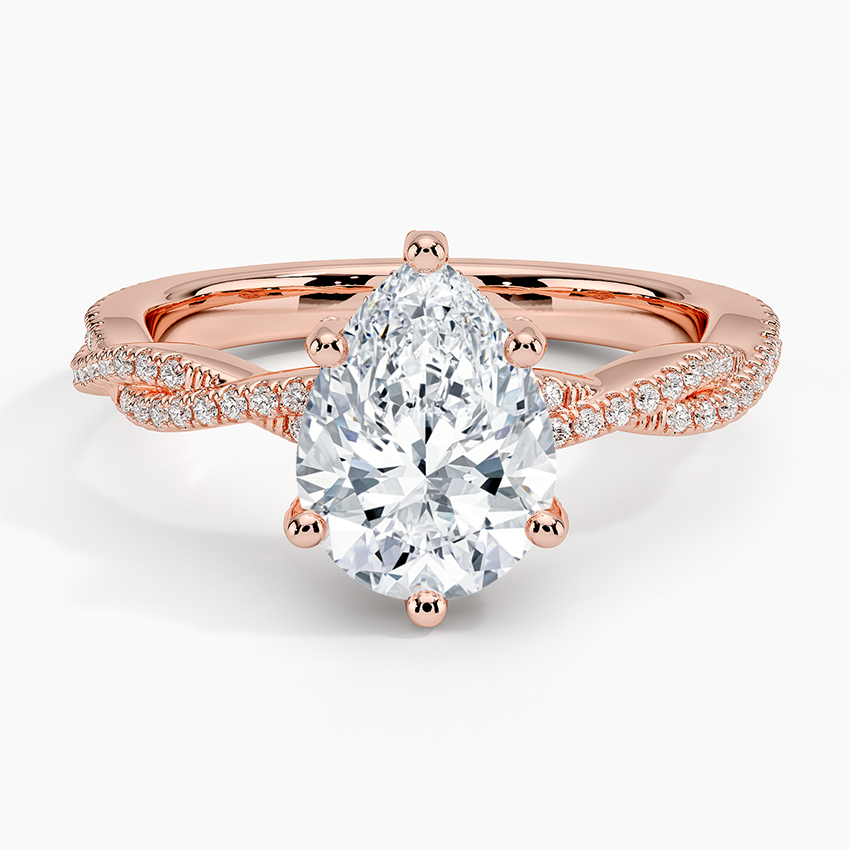 Adorned Luxe Petite Twisted Vine Diamond Ring - Pear Center Stone