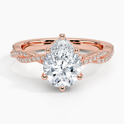 Adorned Luxe Petite Twisted Vine Diamond Ring - Pear Center Stone