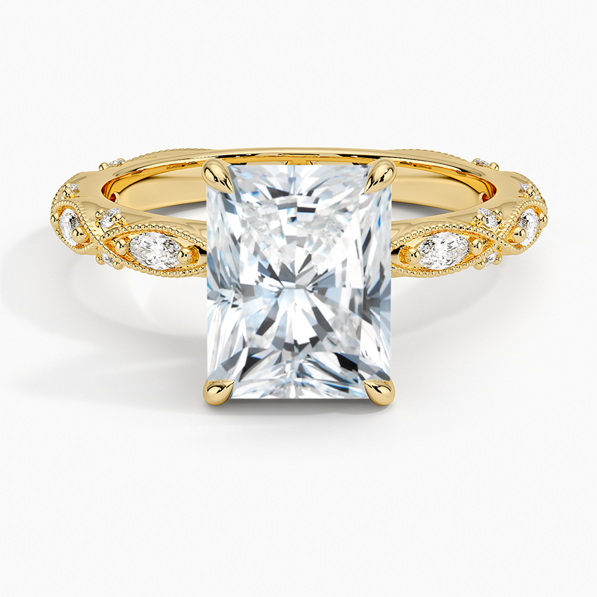Celestia Milgrain Diamond Ring (1/4 ct. tw.) - Radiant Cut Center Stone