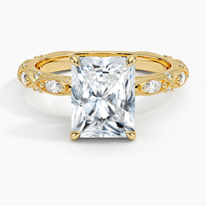Celestia Milgrain Diamond Ring (1/4 ct. tw.) - Radiant Cut Center Stone