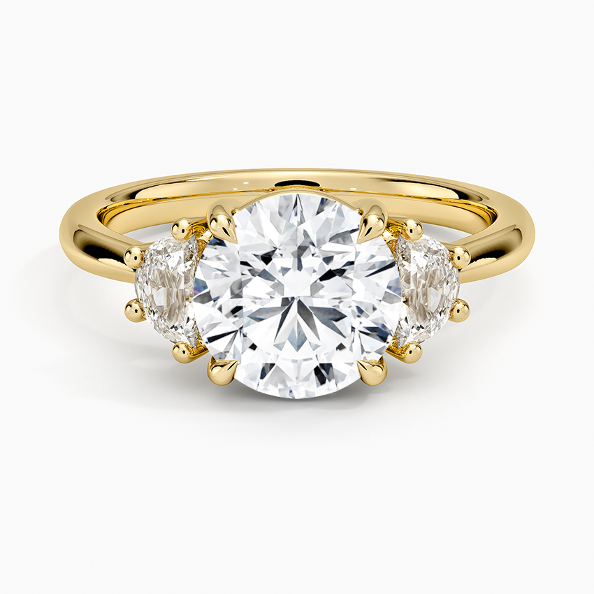 Half Moon Three Stone Diamond Ring (1/4 ct. tw.) - Round Center Stone