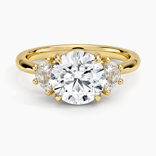 Half Moon Three Stone Diamond Ring (1/4 ct. tw.) - Round Center Stone