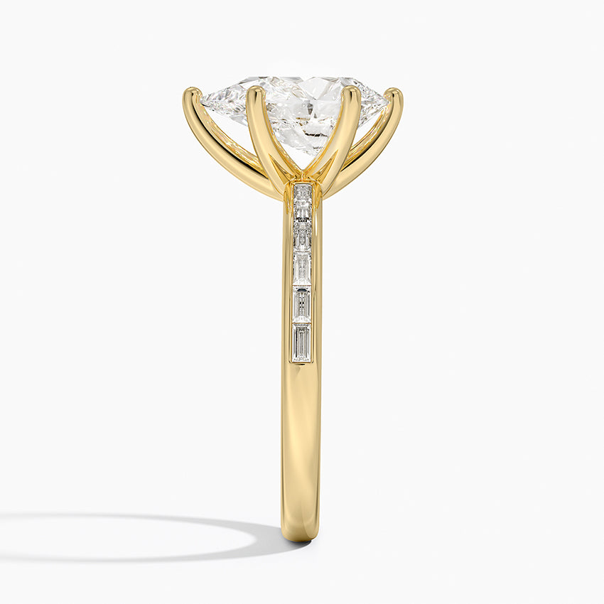 Tabitha Channel Set Baguette Diamond Ring - Pear Cut Center Stone