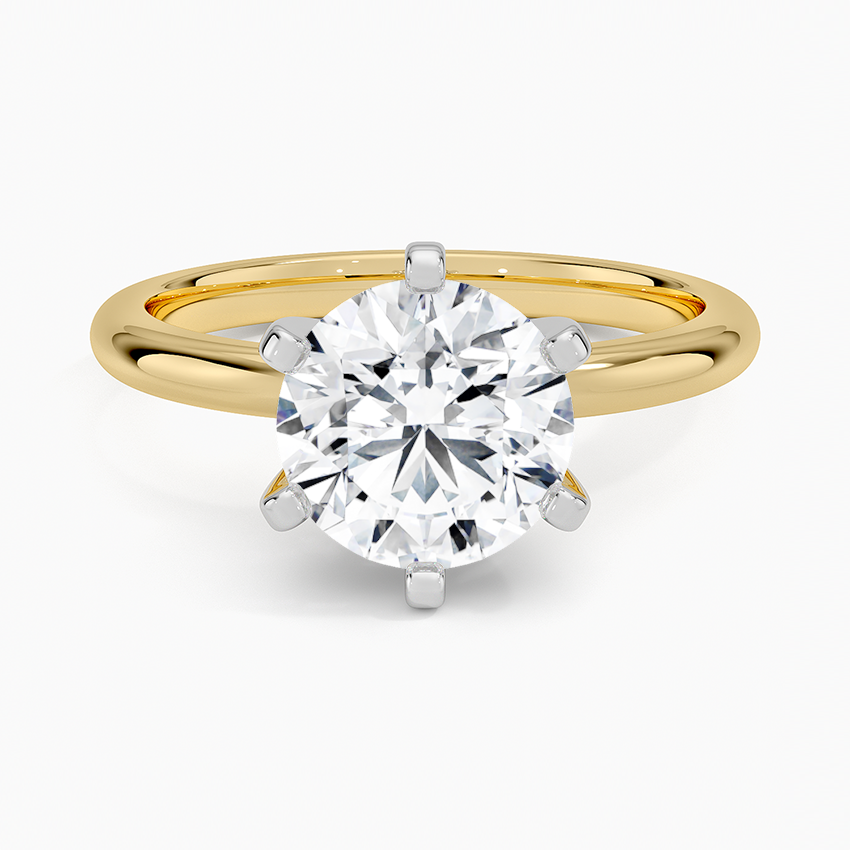 Comfort Fit 2mm Six-Prong Solitaire Ring - Round Center Stone