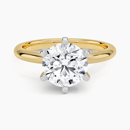 Comfort Fit 2mm Six-Prong Solitaire Ring - Round Center Stone