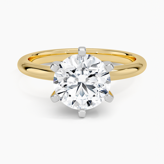 Comfort Fit 2mm Six-Prong Solitaire Ring - Round Center Stone