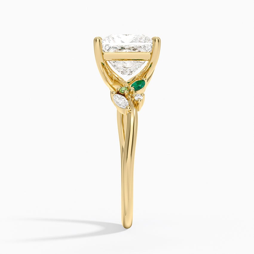 Arden Diamond Ring with Lab Emerald Accents - Princess Cut Center Stone