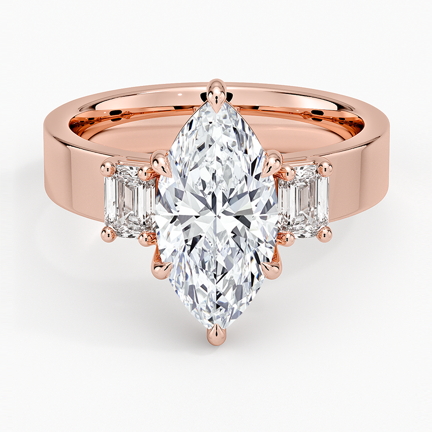 Peyton Emerald Cut Three Stone Diamond Ring (1/2 ct. tw.) - Marquise Center Stone