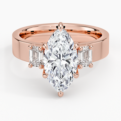 Peyton Emerald Cut Three Stone Diamond Ring (1/2 ct. tw.) - Marquise Center Stone