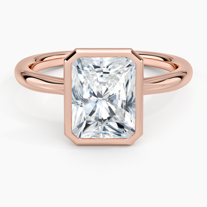 Freesia Bezel Solitaire Ring - Radiant Cut Center Stone