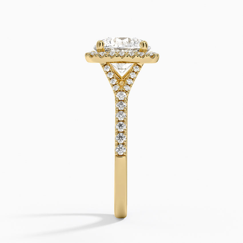 Joy Half Coverage Diamond Ring - Round Cut Center Stone