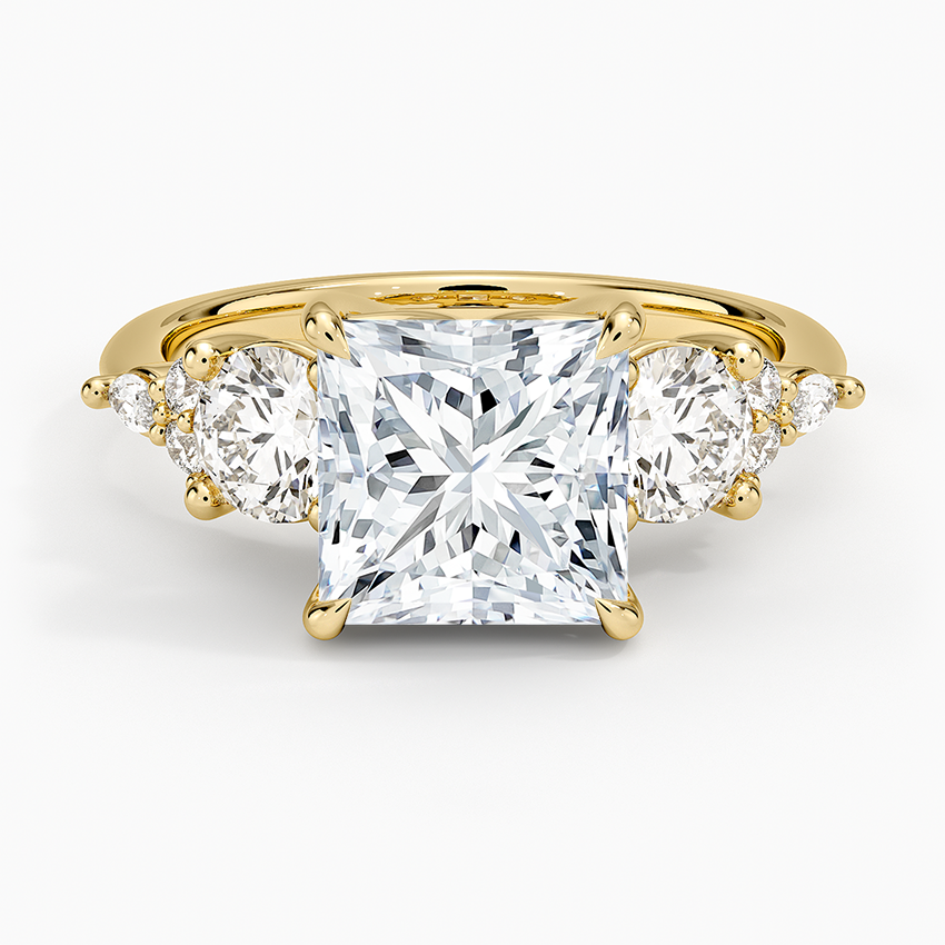 Luxe Nadia Three Stone Diamond Ring - Princess Cut Center Stone