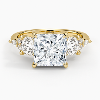 Luxe Nadia Three Stone Diamond Ring - Princess Cut Center Stone
