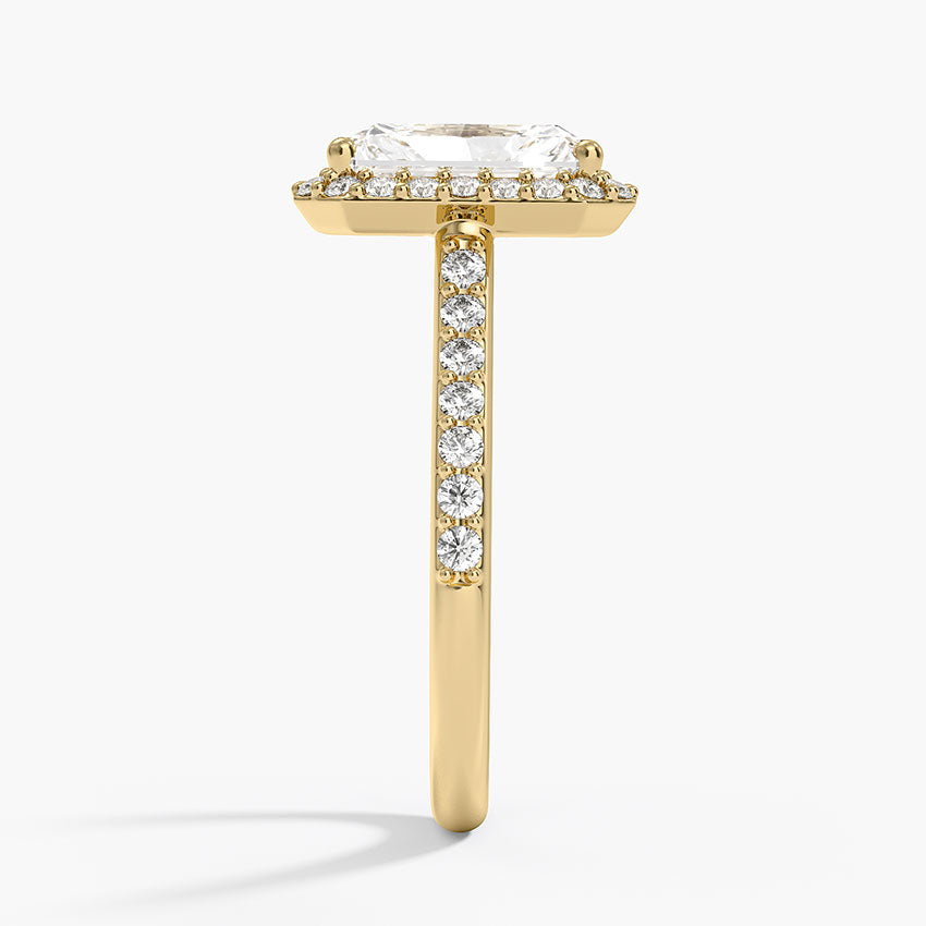 Halo Diamond Ring with Side Stones (1/3 ct. tw.) - Radiant Cut Center Stone