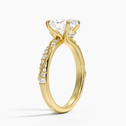 Camellia Hidden Accent 2.5mm Diamond Ring - Oval Center Stone