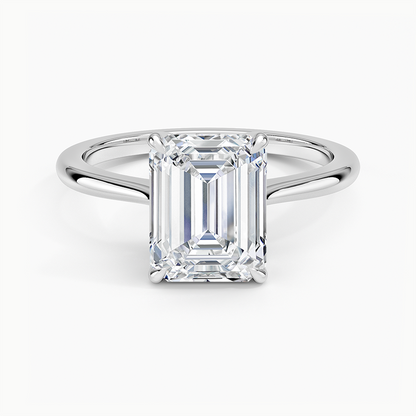 Elle Solitaire Ring - Emerald Cut Center Stone