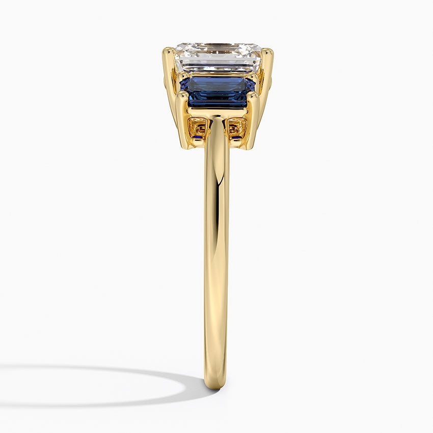 Luxe Rhiannon Three Stone Sapphire Ring - Asscher Cut Center Stone