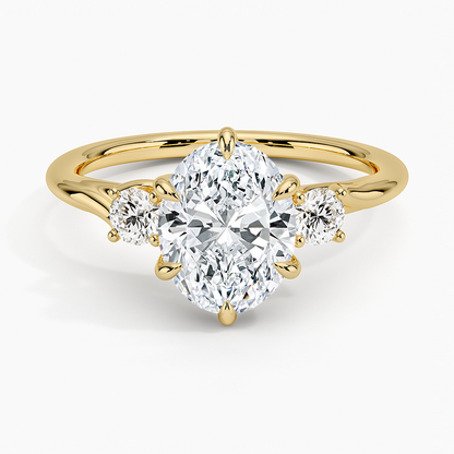 Delilah Three Stone Diamond Ring - Oval Center Stone