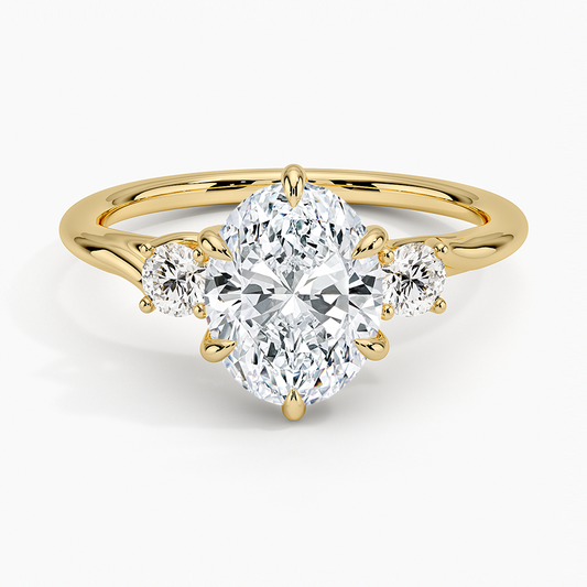 Delilah Three Stone Diamond Ring - Oval Center Stone