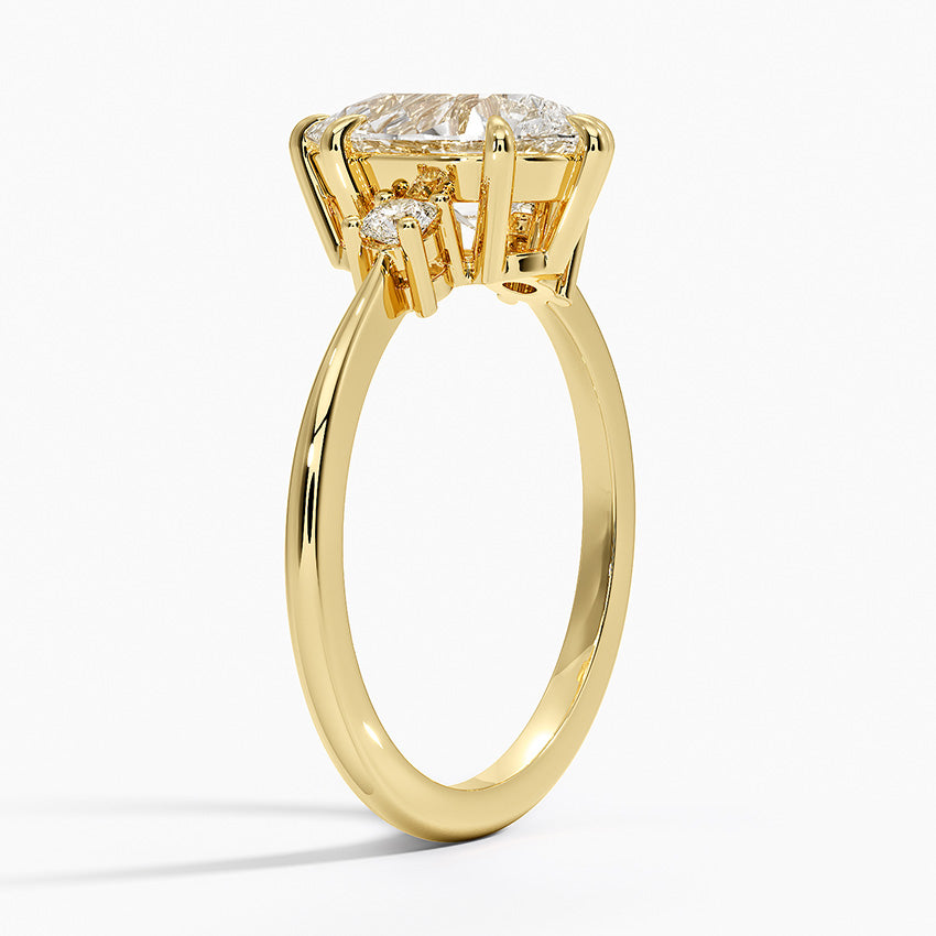 Petite Selene Three Stone Diamond Ring (1/10 ct. tw.) - Pear Center Stone