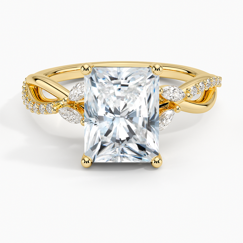 Petite Twisted Willow Diamond Ring - Radiant Cut Center Stone