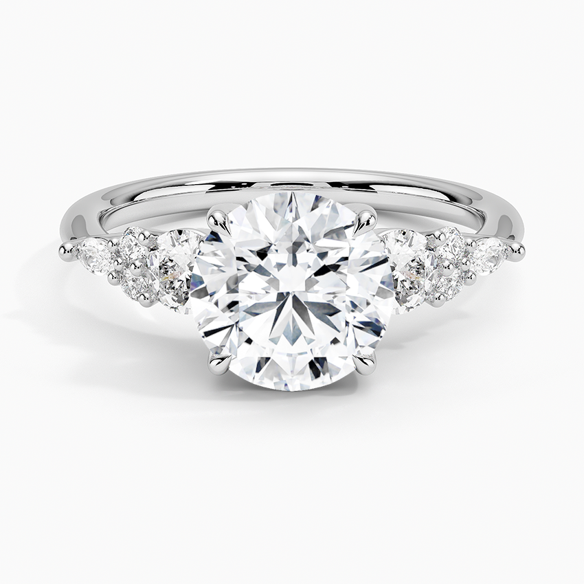 Nadia Three Stone Diamond Ring - Round Center Stone