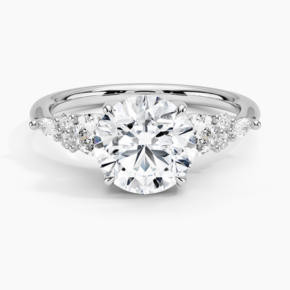 Nadia Three Stone Diamond Ring - Round Center Stone