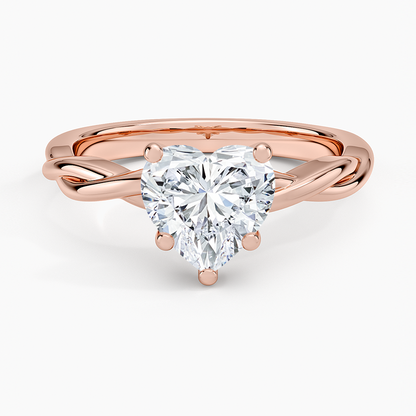 Twisted Vine Solitaire Ring - Heart Center Stone
