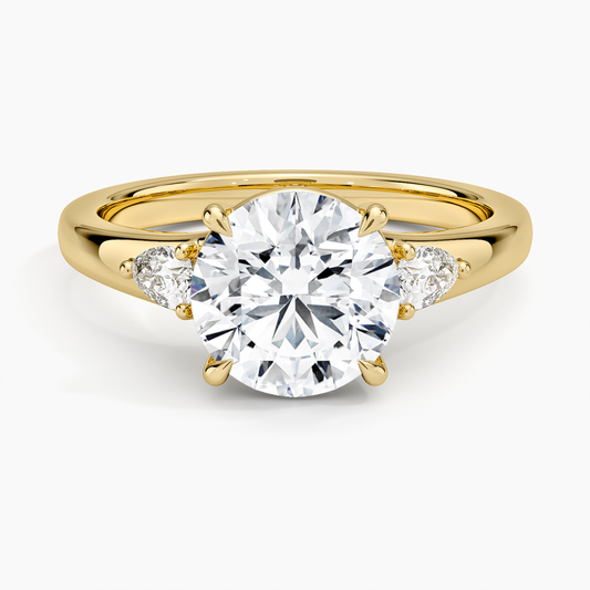 Aria Three Stone Signet Diamond Ring (1/4 ct. tw.) - Round Cut Center Stone