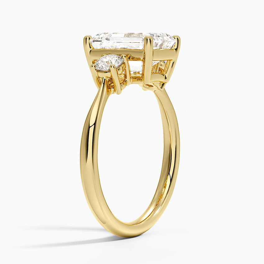 Selene Three Stone Diamond Ring (1/3 ct. tw.) - Emerald Cut Center Stone
