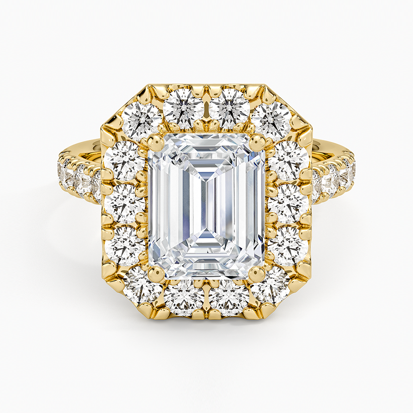 Adele Halo Diamond Ring - Emerald Cut Center Stone