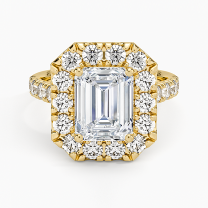 Adele Halo Diamond Ring - Emerald Cut Center Stone