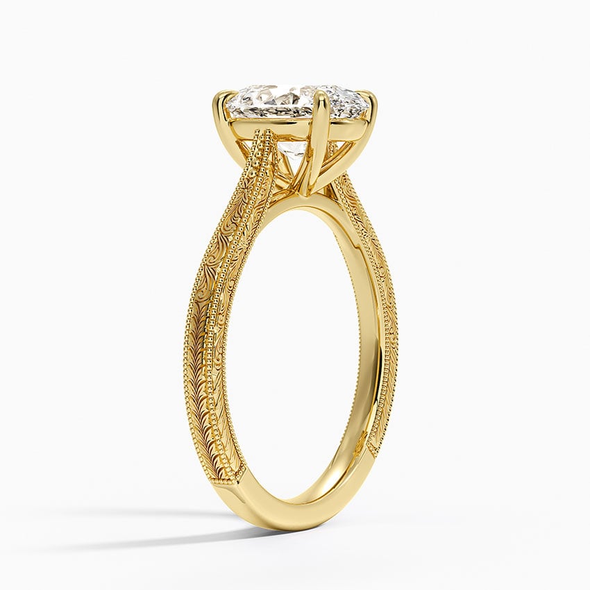 Elsie Engraved Ring - Oval Center Stone