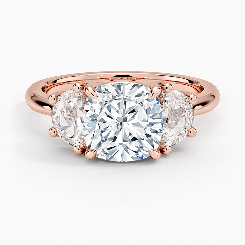 Half Moon Three Stone Diamond Ring (1/2 ct. tw.) - Cushion Cut Center Stone