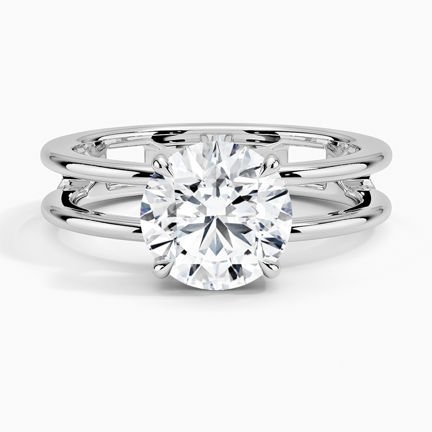 Aimee Open Double Band Solitaire Ring - Round Center Stone