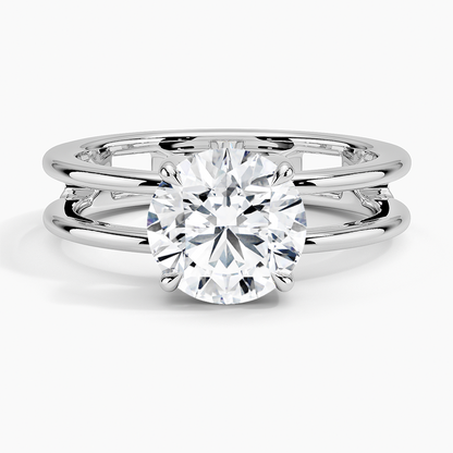 Aimee Open Double Band Solitaire Ring - Round Center Stone