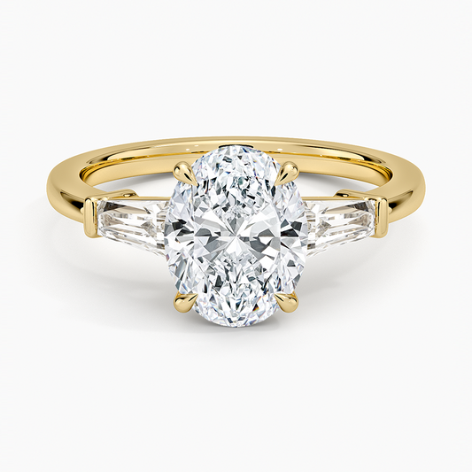 Symphony Tapered Baguette Three Stone Diamond Ring (1/2 ct. tw.) - Oval Center Stone