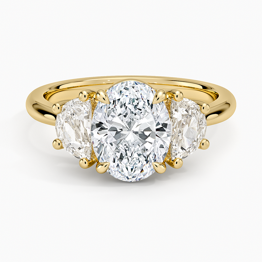 Half Moon Three Stone Diamond Ring (1/2 ct. tw.) - Oval Center Stone