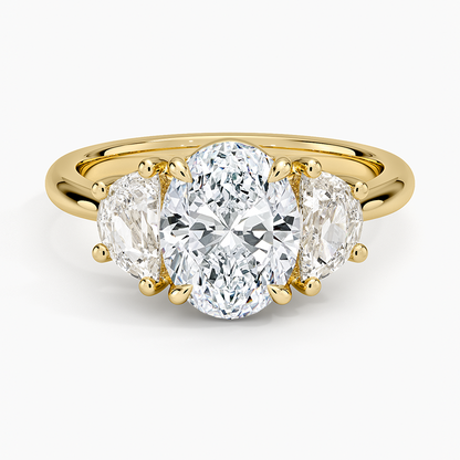 Half Moon Three Stone Diamond Ring (1/2 ct. tw.) - Oval Center Stone