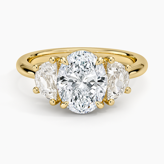 Half Moon Three Stone Diamond Ring (1/2 ct. tw.) - Oval Center Stone