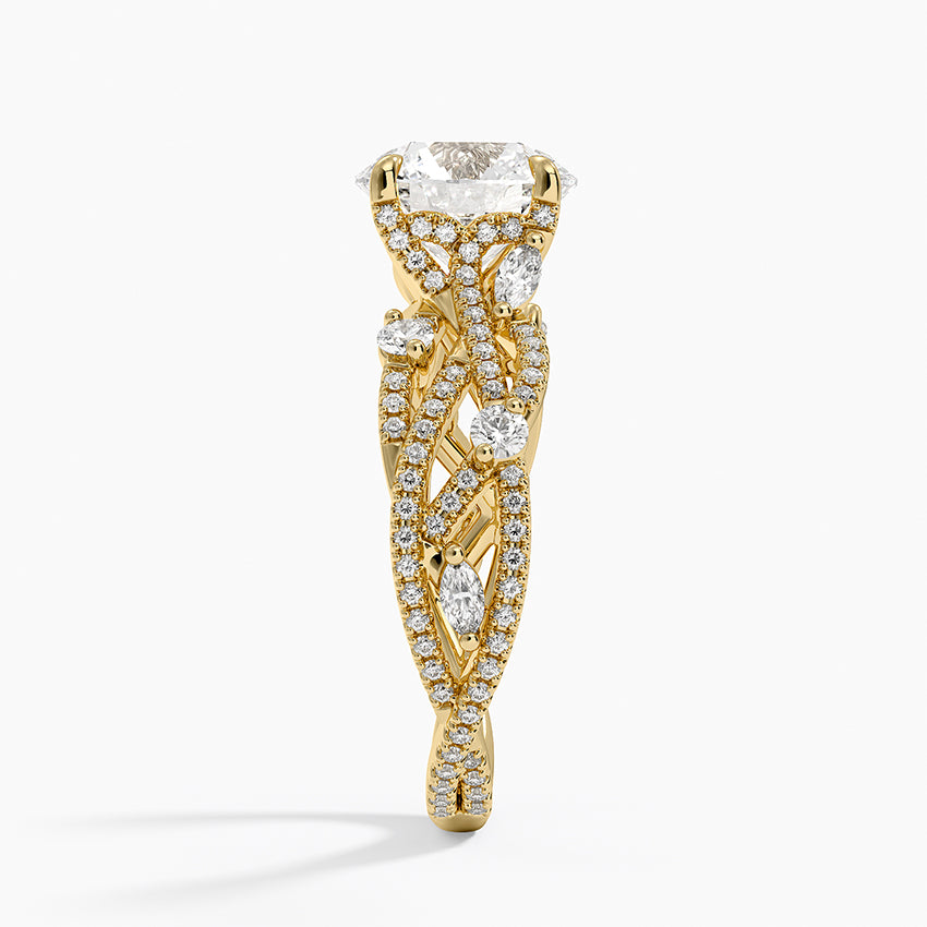 Grand Secret Garden Diamond Ring - Round Center Stone