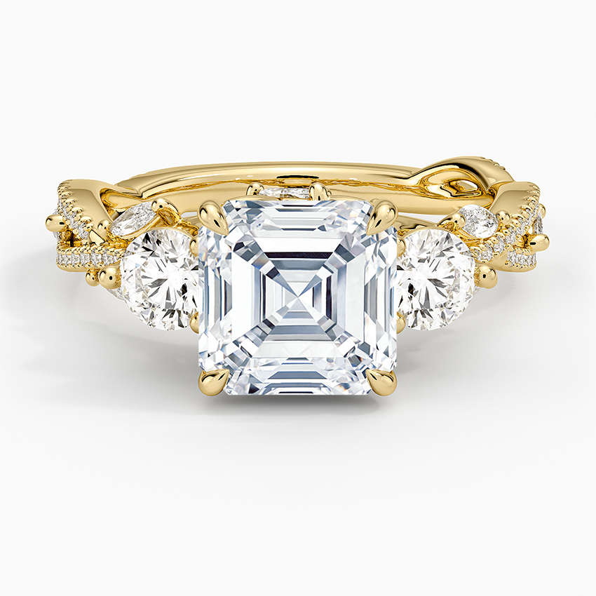 Luxe Secret Garden Three Stone Diamond Ring (1 ct. tw.) - Asscher Cut Center Stone