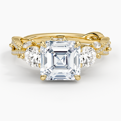 Luxe Secret Garden Three Stone Diamond Ring (1 ct. tw.) - Asscher Cut Center Stone