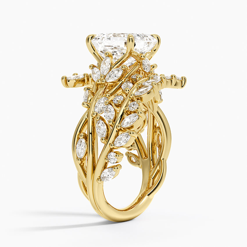 Secret Garden Wrap Diamond Ring - Asscher Cut Center Stone